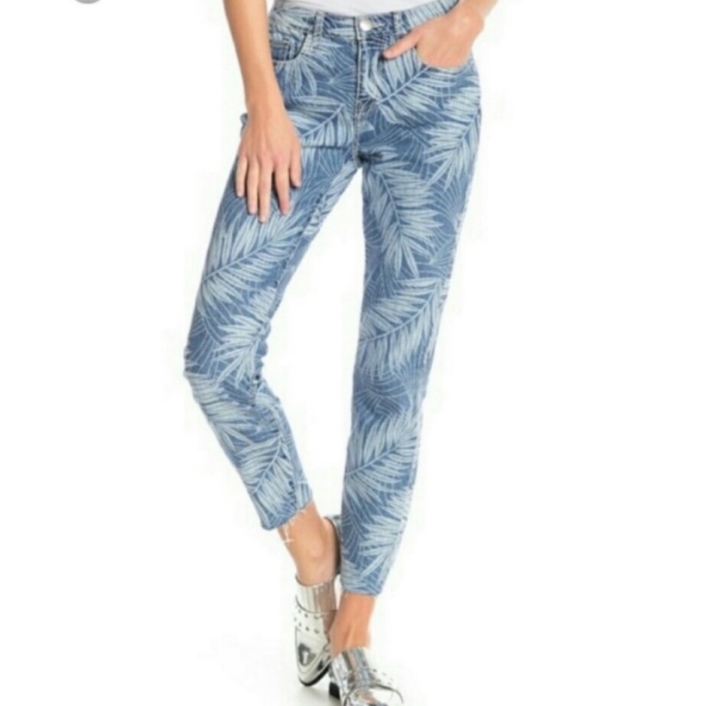 Current Elliott Stiletto Jeans Womens Size 25 Tropical Coastal Palms Preppy
